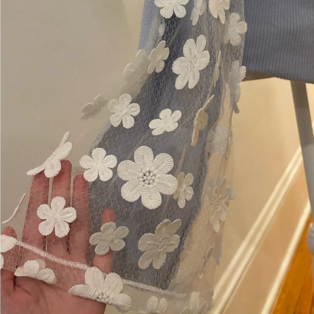 French Connection Caballo Floral-Lace Sleeve Sweater - Picture 6 of 10